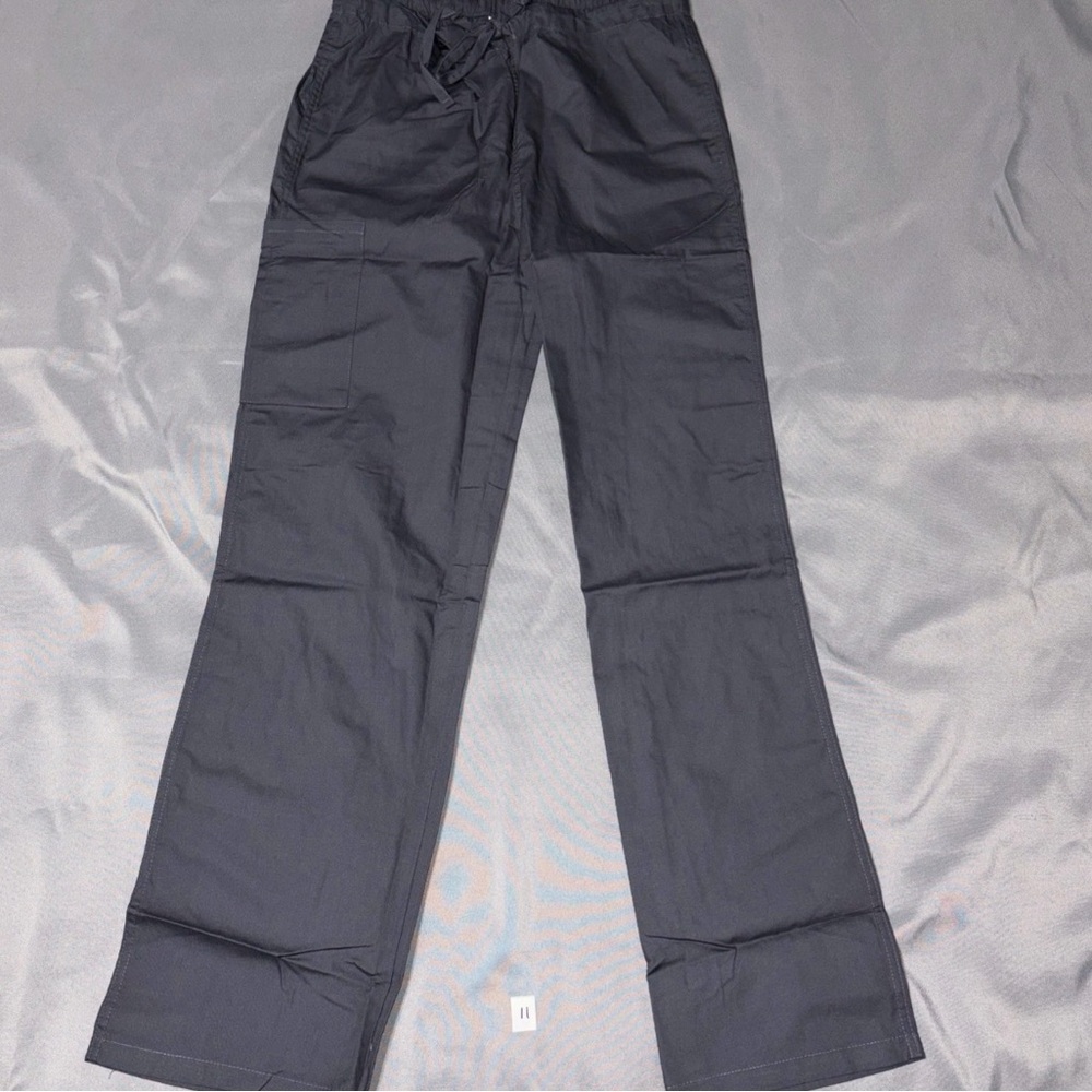 AllHeart Size Small-P Unisex Drawstring Scrub Pants Straight Leg Gray